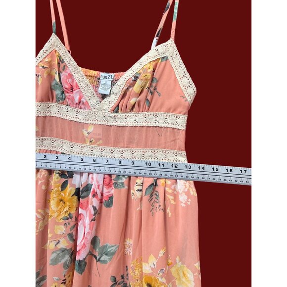 Rue 21 -Women's Summer Sleeveless High Low Hem Ruffle Floral Dress- Pink -Medium - Picture 4 of 16